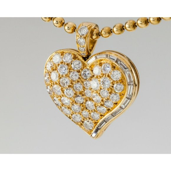 Bulgari Bvlgari Vintage 18k Yellow Gold Diamond Heart Pendant w/ Ball Chain - Picture 8 of 10